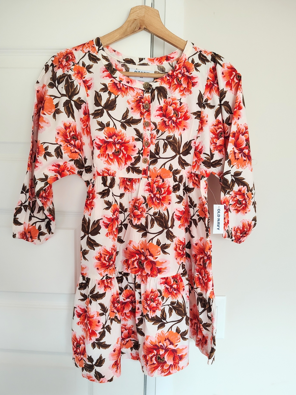 Old Navy Pink and Orange Floral Tiered Girls Dress